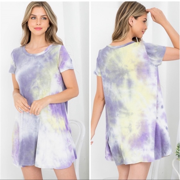 NWT- “Ginger G” Super Soft Fun Tie Dye T-Shirt Dress - Picture 1 of 3